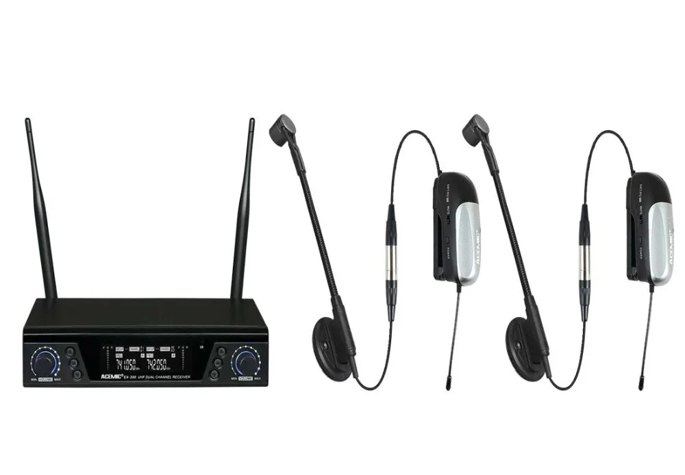 EX-200/AT-10 UHF Беспроводная Система микрофона аккордеон 2 канала для музыкального
