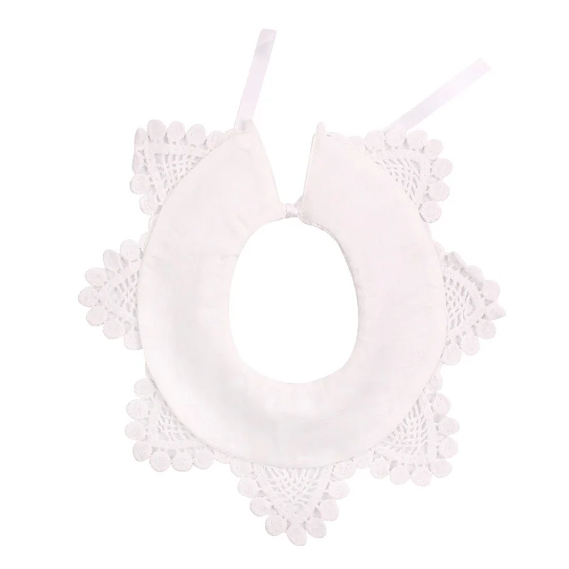 Lace Baby Girls Bibs INS Fashion White Bibs For Girls Fake Collar Flower Bibs Baby Mouth Towel Bandanna Baby Girls Clothing (7)