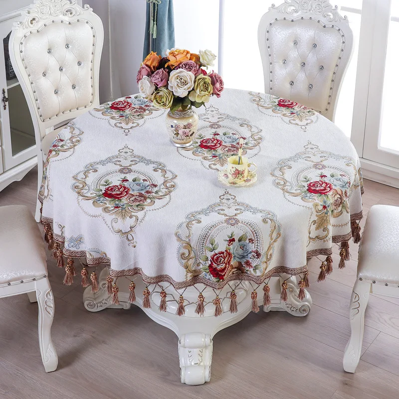 Proud Rose шенилл скатерть европейский круглый скатерти кулон утолщаются чайный столик покрытие индивидуальные гостиничные принадлежности - Цвет: Белый