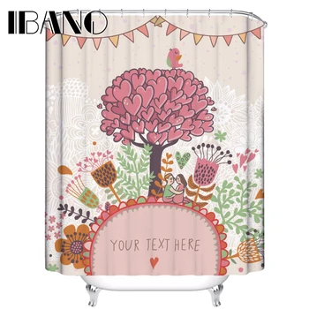 

IBANO Cartoon Flowers Shower Curtain Waterproof Polyester Fabric 180x180cm Shower Curtain For The Bathroom With 12pcs Hooks