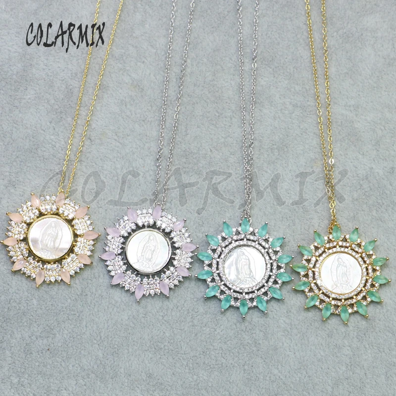 

5 strands Religion necklace Virgin Mary pendant necklace shell pendants jewelry wholesale jewelry gift for women gems 5213