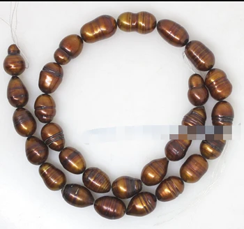 

wan 00605 10*11mm-13mm brown growing oval pearl stone loose beads 15" jewelry making 5 Strand
