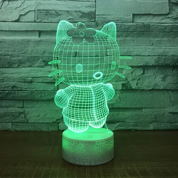 

3D Cartoon Kitty LED RGB Night Light 7 Color Change Desk Light Action Figures 059 Boys Girls Christmas Toys