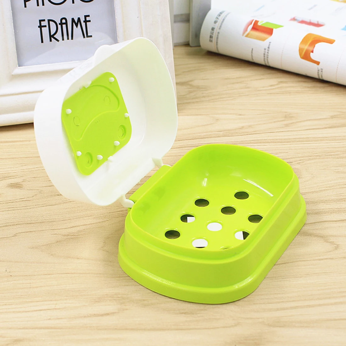 Plastic Home Travel Soap Dishes Soap Holder Soap Box Tortoise/Smiling