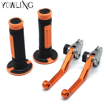 

7/8"22mm Motorcycle Hand Grips Handle Rubber Bar Gel Grip + CNC Pivot Brake Clutch Lever For 125SX 144SX 2005 2006 2007 2008