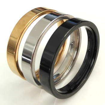 

Wholesale 100pcs BLACK GOLD SILVER 4mm BAND 316L Stainless Steel Rings Good Finish Surface Men's Women's Trendy Wedding Jewelry