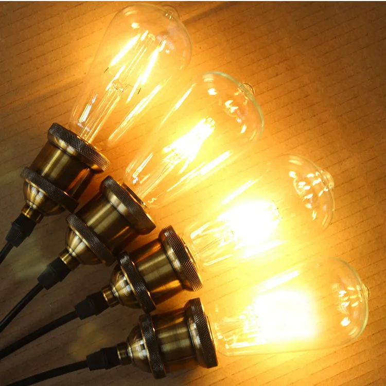 

ST64 LED 2W 4W 6W 8W E27 LED Filament Light 220V 110V Edison Bulb Lamp Retro Incandescent Transparent Glass Appearance