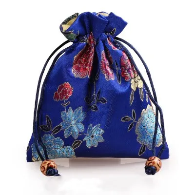 두꺼운 모란 꽃 작은 보석 선물 가방 drawstring 실크 브로케이드 포장 주머니 악세사리 향수 메이크업 도구 스토리지 포켓