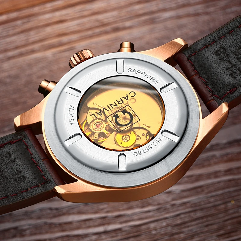 Карнавальный бренд Роскошные мужские часы Япония MIYOTA автоматические механические мужские часы он газ 150 м Водонепроницаемые многофункциональные часы C8675-7