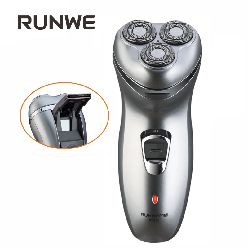 RUNWE Rechargeable Shaver Electric 3D Triple Floating Blade Heads Shaving Razors Men Beard