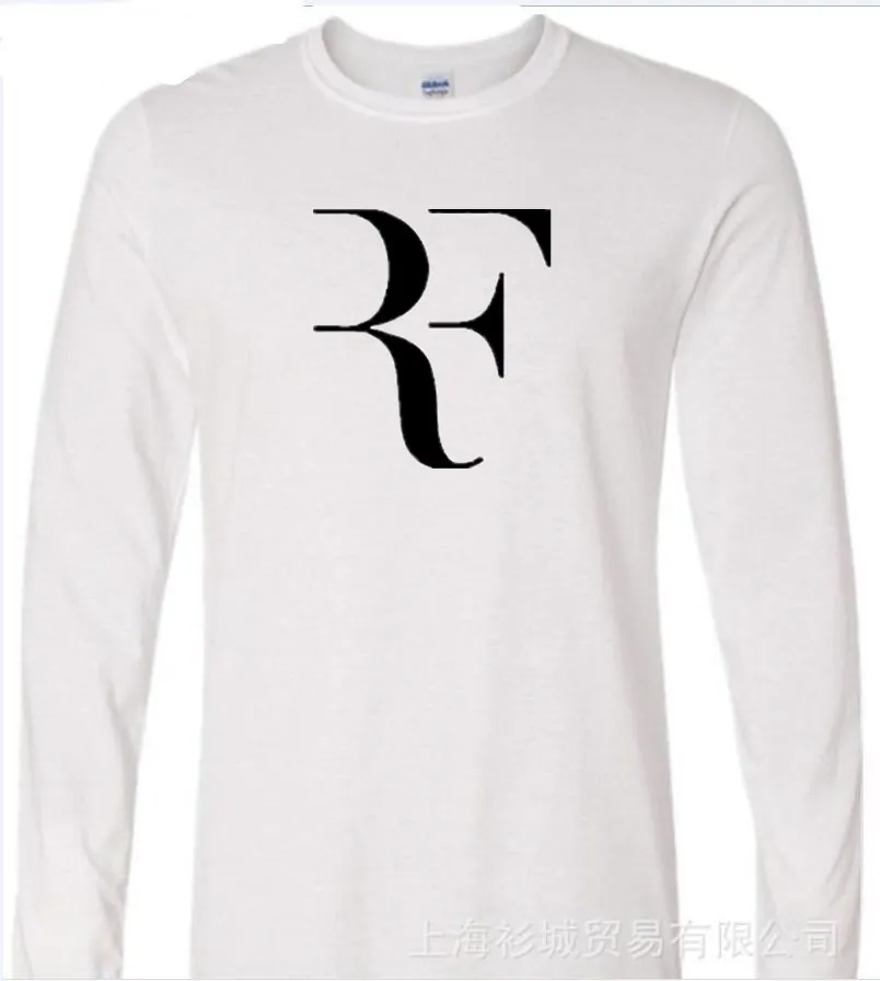 

Hot Roger Federer RF Long Sleeve tshirt men Casual Fitness Long Blouse Fashion Design Printed Cotton Tee Shirt