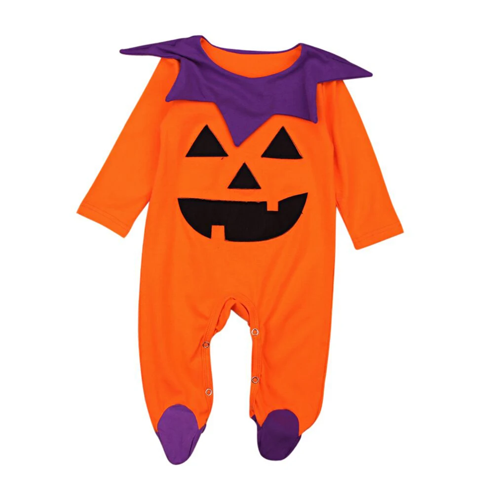 Newborn Kid Baby Boy Girl Halloween Romper Long Sleeve Jumpsuit Pumpkin Playsuit Clothesin