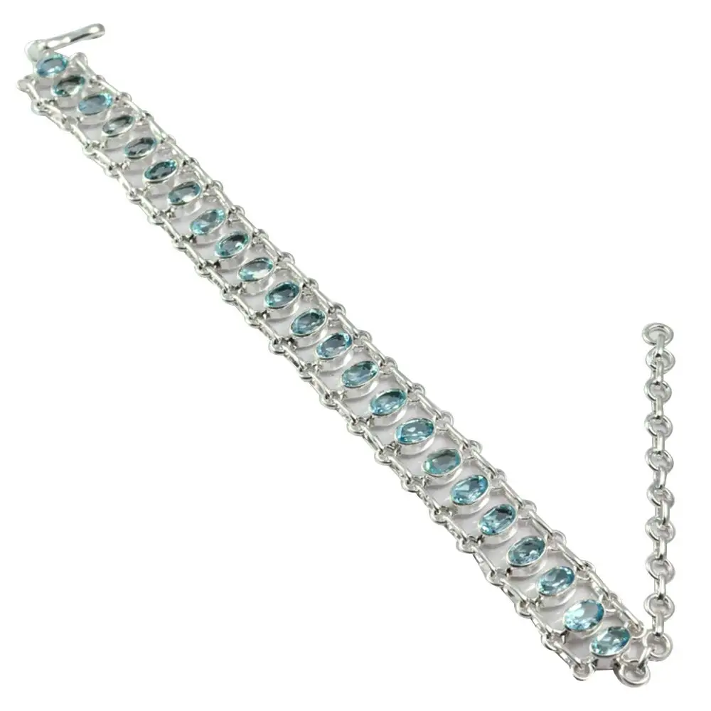 

NiaoZaiFei YunZaiKan Genuine Blue Topaz Bracelet 925 Sterling Silver, 23 cm,2SBR0060