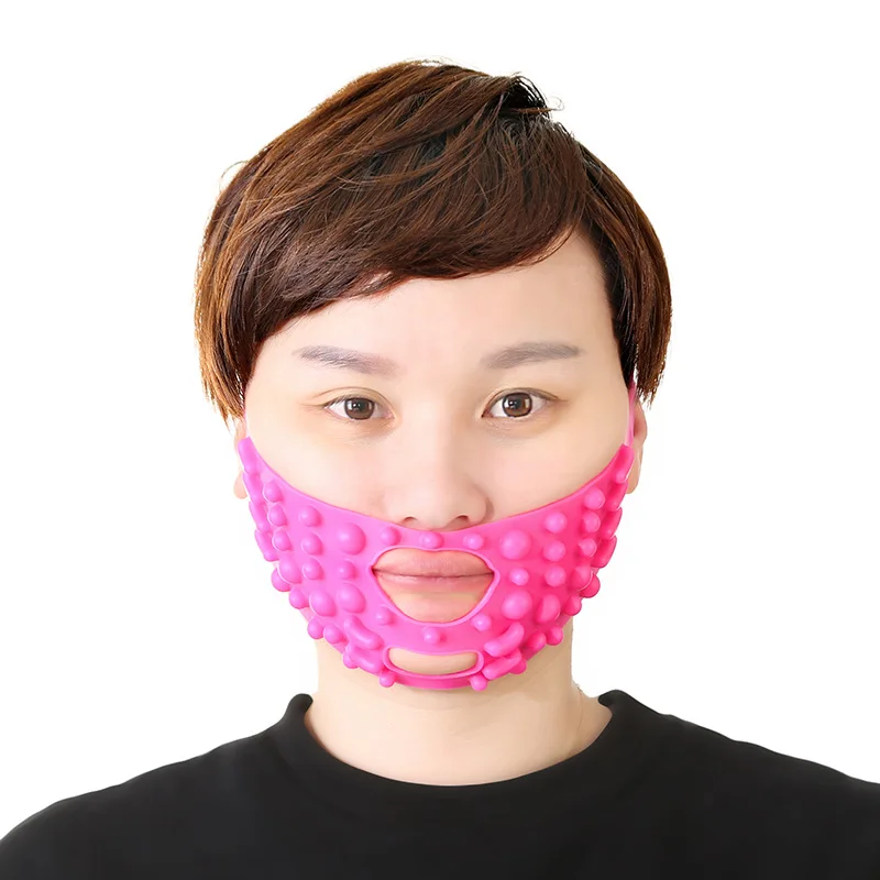 Модная розовая силиконовая маска для подтяжки лица, для похудения, повязка для подбородка, щек, для похудения, пояс для похудения, v-образная линия для лица, обертывания для похудения