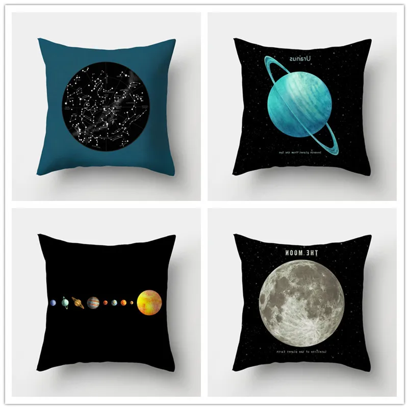 

Classic British Style planet track polyester single-sided printing pillow cover home deco cushion cover square lumbar pillowcase