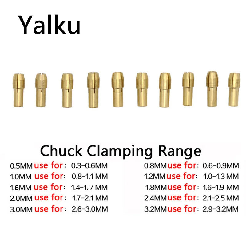 

Yalku Grinding Chuck Drill Bits Tool Set Mini Electric Drill Chuck Spiral Cap Copper Chuck 10pcs Drill Bit Micro Twist Dremel