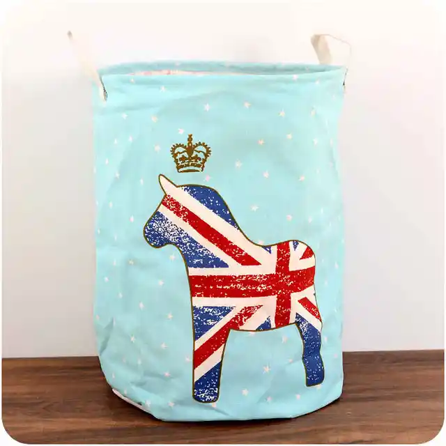 Algodón tela de Lino Zakka baño ropa sucia plegable de dibujos animados