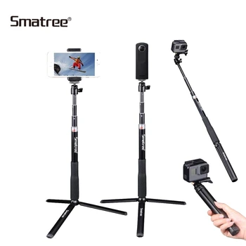 

Smatree Telescoping aluminum Selfie Stick For GoPro Hero SJCAM, DJI OSmo action Cameras With Tripod Stand Q3S