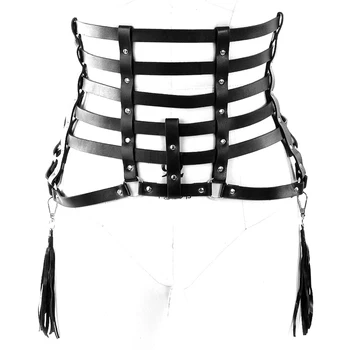 

PU Leather Lingerie Super Sexy For Women Wear Bondage Waist Harness Pastel Punk Goth Rave Cosplay Pole Dance Suspenders Belt