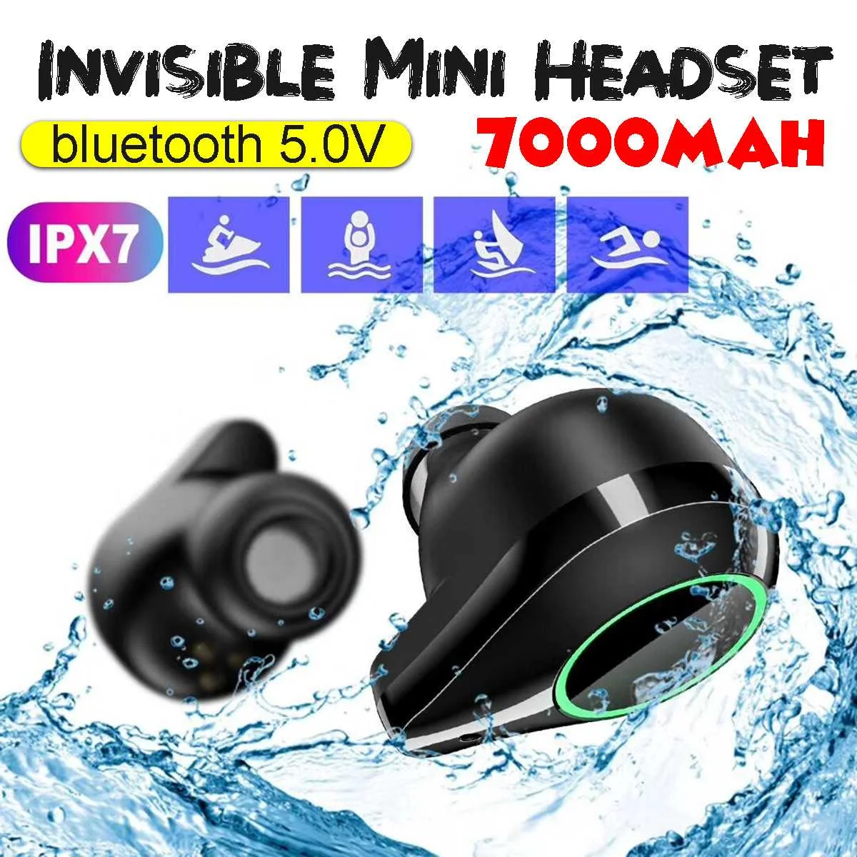KINCO TWS для bluetooth 5,0 беспроводной 7000 мАч наушники вкладыши 6D стерео гарнитура 2 порта зарядки шумоподавление водонепроницаемый