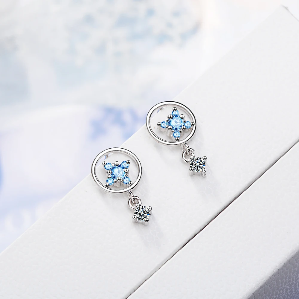 Anenjery, милые серьги в форме звезды желаний, 925 пробы, серебряные серьги для женщин, циркониевые сережки oorbellen pendientes S-E781