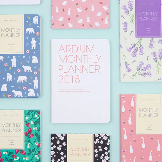 cute floral design 2018 monthly planner book 13 19cm korean fashion