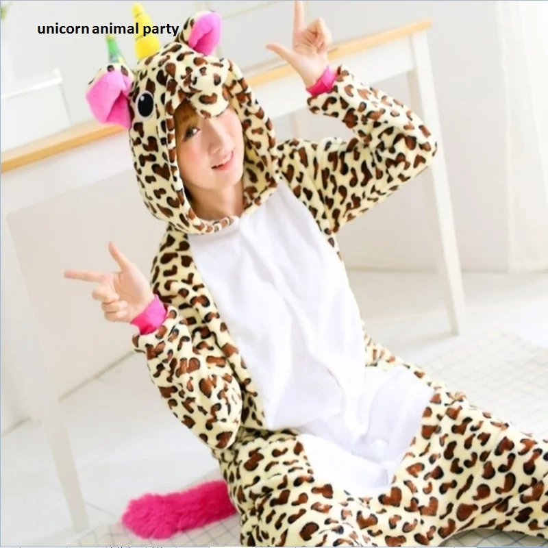 

New Kigurums Polar fleece Adult Cartoon Brown Unicorn Onesie Unisex Pajamas Animal Pyjamas Cosplay Costumes Sleepsuit Sleepwear