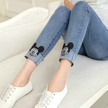 Mickey Pencil Pants Maternity Jeans Pants For Pregnant Women Nursing Clothing Pregnancy Clothes Denim Trousers Plus Size