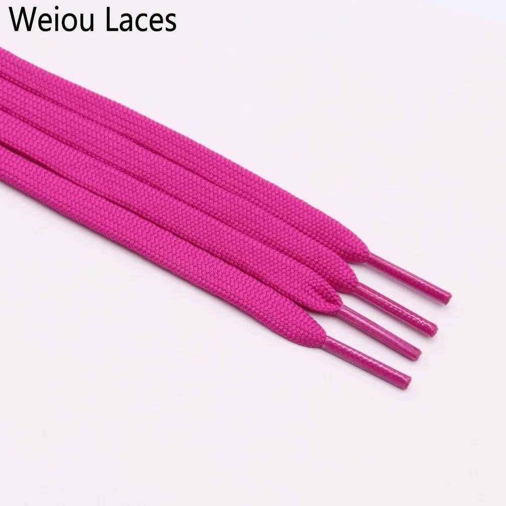 Weiou Новые 7 мм 34 однотонные шнурки пара классических полых двойных плоских шнурков тканые шнурки Спортивные Повседневные шнурки - Цвет: 3013	Neon purple