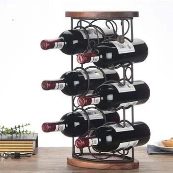 

1 PCS Red wine rack display stand solid wood bottle shelf European multi-storey wine rack (Without bottles and cups) LU718648