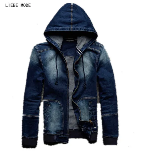 2017 Spring Autumn Mens Hooded Denim Jackets For Men Streetwear Casual