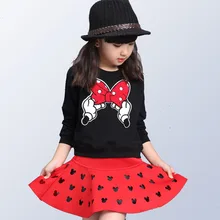 Комплект одежды для девочек, детский осенний костюм с мультипликационным принтом, топы из хлопка+ штаны, 2 предмета для детей 3, 4, 5, 6, 7, 8, 9, 10 лет