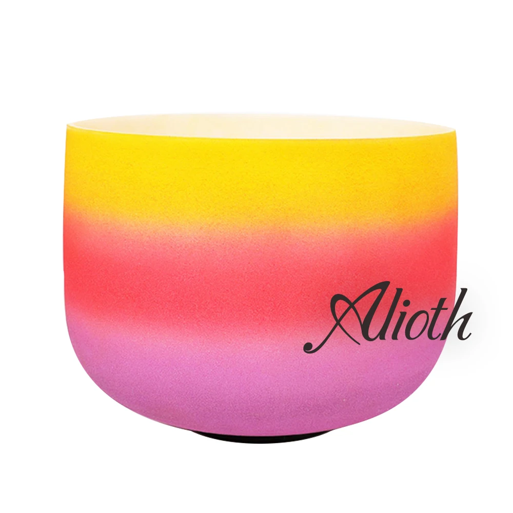 

12 Inch Outside Rainbow Colored E Note Crystal Singing Bowl for Solar Plexus Chakra Balancing/Yoga/Meditation/Sound Therapy