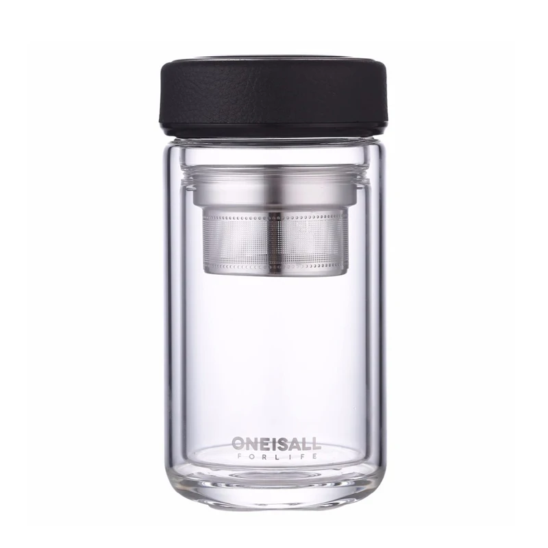 

OneIsAll Glass Tea Cup Mug Bottle for Water with Tea Infuser Tumbler Coffee Mug Glass Drink Bottle My Water Bottles Tea cups