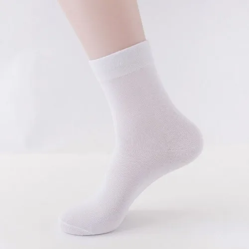 Casual Men Tube Socks Cotton Sweat-absorbent Breathable Socks Man Solid Color Business Socks Male 3Pairs/lot=6pieces - Цвет: WhiteB