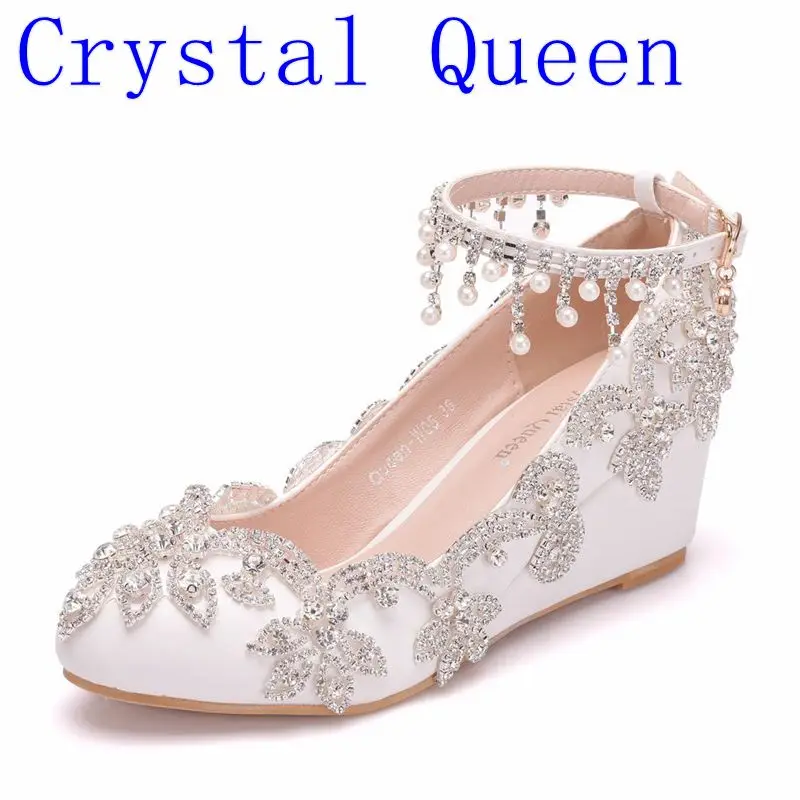 Crystal Queen Fashion Wedding Shoes 5cm Bride High Heels Crystal