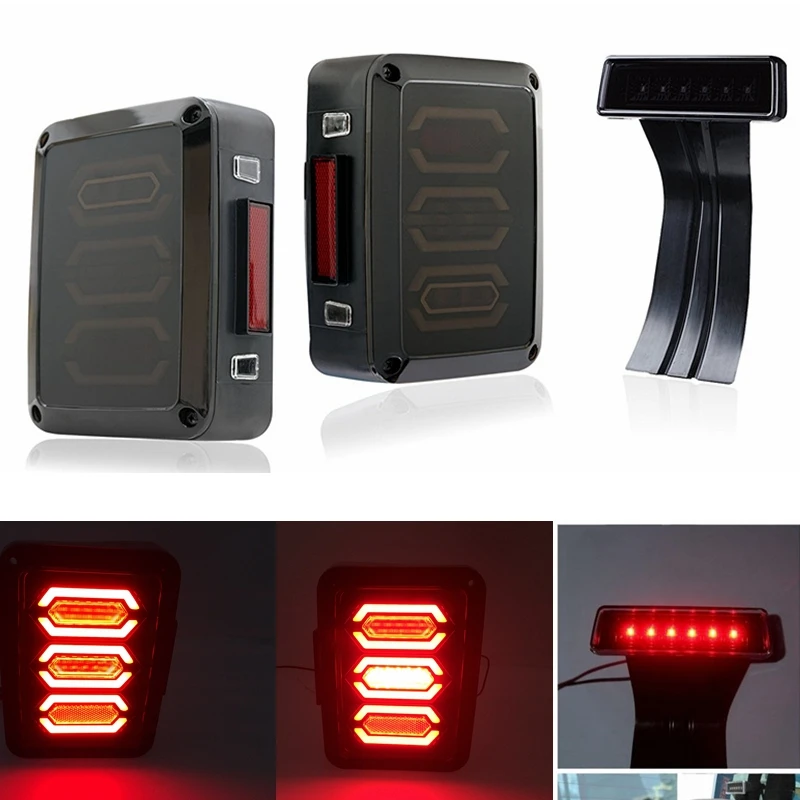 Black LED Tail Lights LED Lamps With Brake For 2007-2016 Jeep Wrangler JK