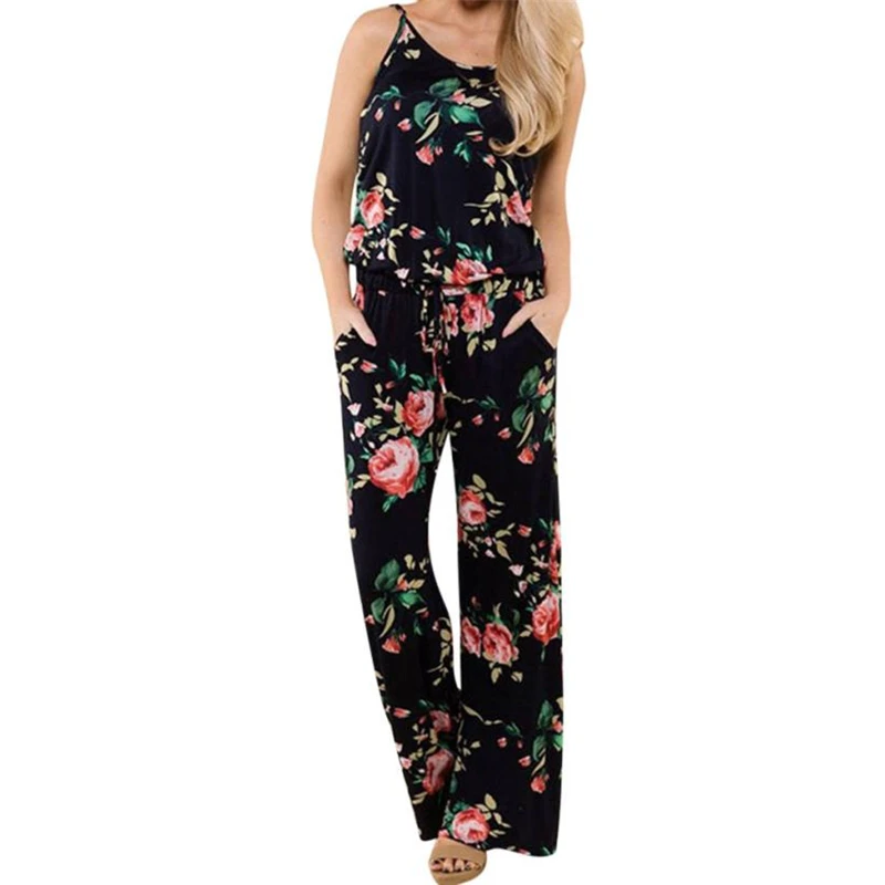 CHAMSGEND Rompers summer 2018 Drop shipping Boho Women Ladies Printing Sleeveless Long Playsuits Jumpsuit O0707#30 | Женская одежда