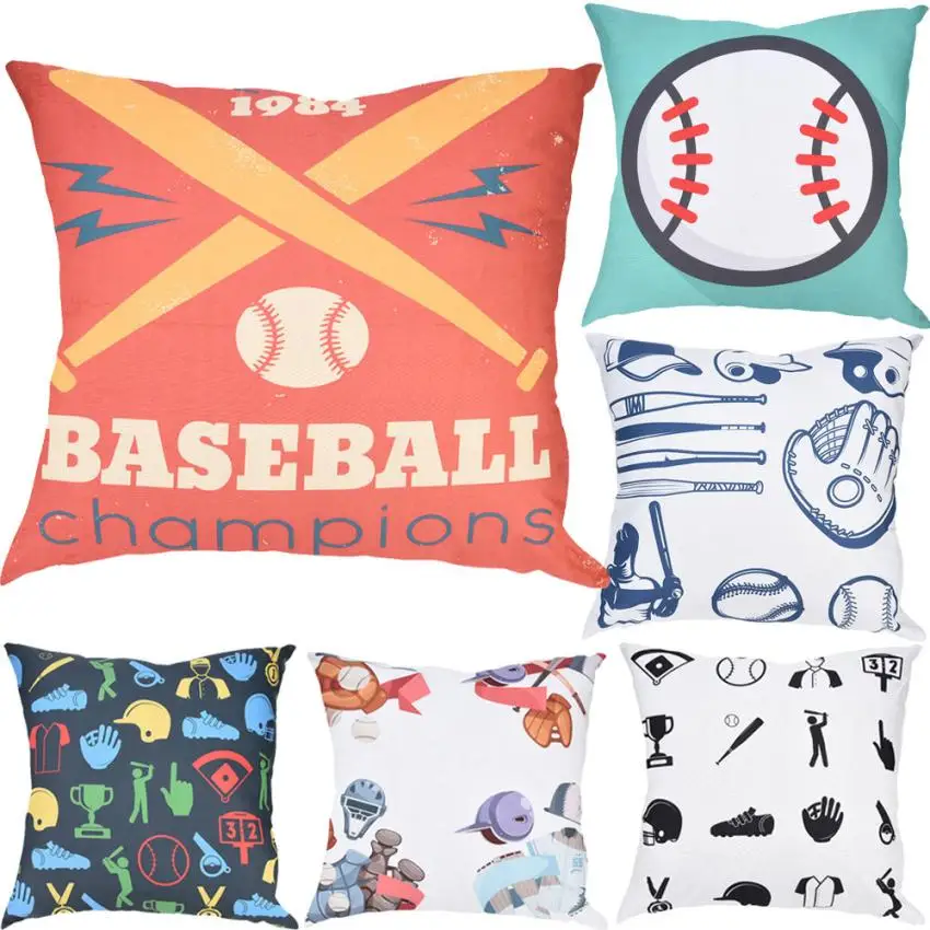 

2018 Cushion Cover 45*45 Baseball Print Pillow Case Polyester Sofa Car Cushion Cover Home Decor NEW AP19