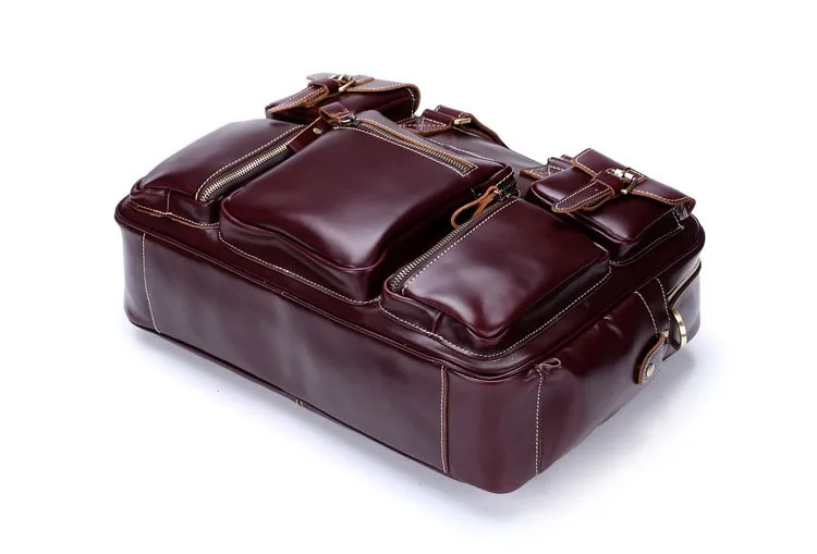 Men genuine leather briefcase 17