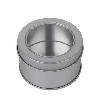 

12PCS Clear Window Top Round Tin Box Empty Cosmetic Storage Box Organizer Mini Storage Containers Metal Iron Cans Quality Boxes