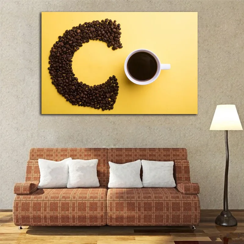 Coffee Bean C Black Painting Unframed Canvas Art Drink Print Separate Poster Modern Picture Living Room Decor | Дом и сад