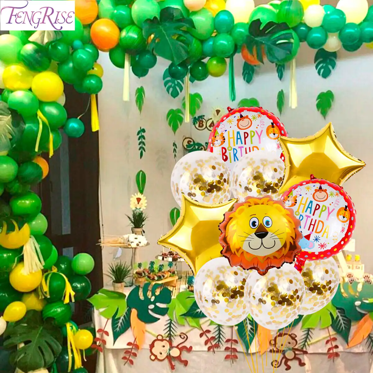 Fengrise Disposable Tableware Jungle Party Birthday Party Decor