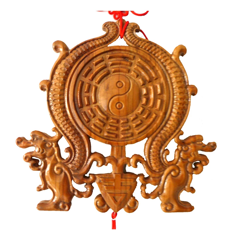 

Long Yi Zhaocai Wangcai mahogany Ssangyong desktop mirror window carving Pendant 2060021 Feng Shui Sha solution