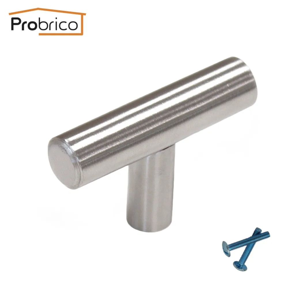 

Probrico Stainless Steel Kitchen Cabinet T Bar Knob Single Hole Length 50mm 2" Furniture Drawer Handle Cupboard Pull PS201HSS