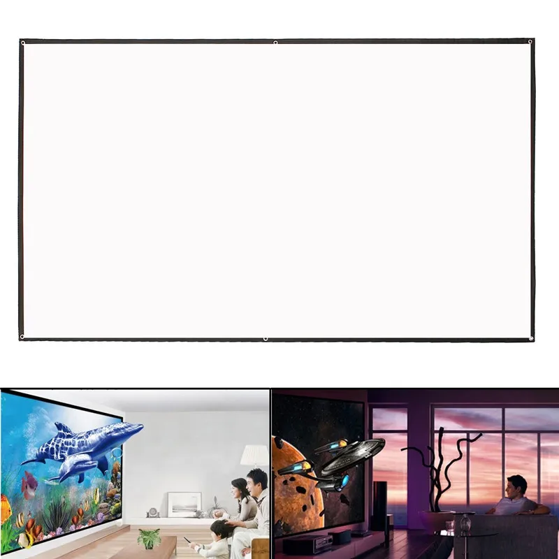 CLAITE Портативный 100 дюймов 16:9 Портативный Белый Складной тканевый проекционный экран для HD проектор пленка домашний кинотеатр открытый