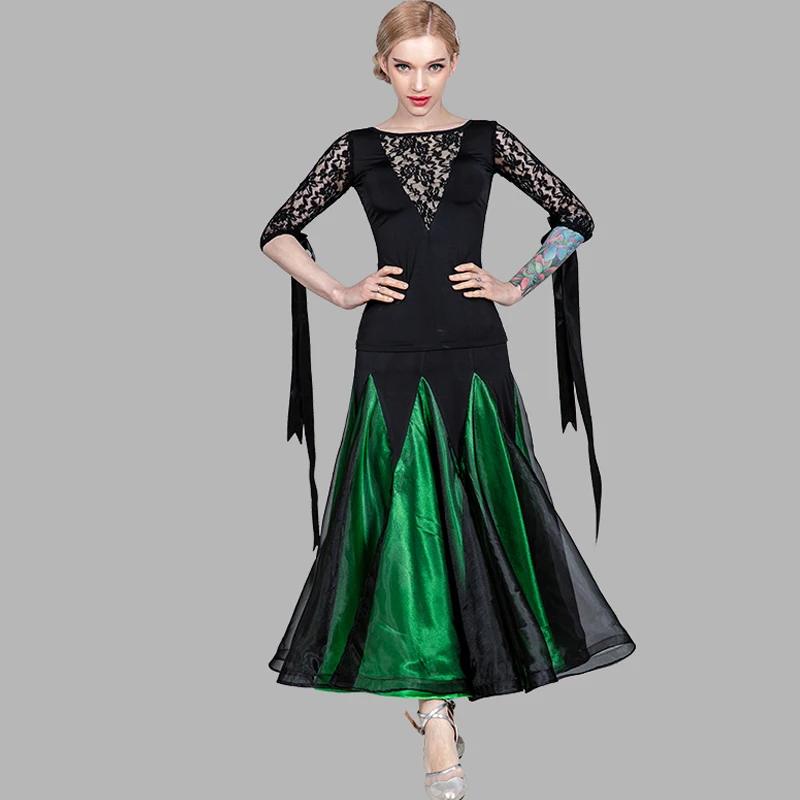 

Standard Dance Top & Skirts For Women Elegant Rave Festival Gauze Skirt Waltz Tango Ballroom Dance Competition Costumes BL1524