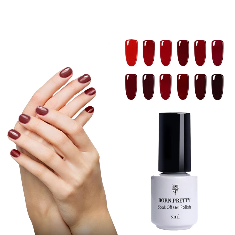 12 Bottles BORN PRETTY UV Gel Nail Polish Set Pure Color LED Gel Lacquer Pink Nude Series Soak off Manicure Art Gel