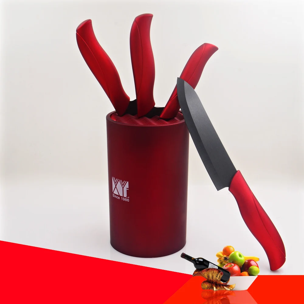 6 inch red knife stand round large capacity ceramic knife bloks best quality tool holder beauty