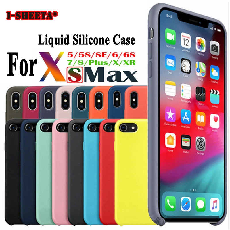 Для iphone 7 8 Plus + Oringal Silm OEM жидкий силиконовый Жесткий задний Чехол Мягкий бампер для